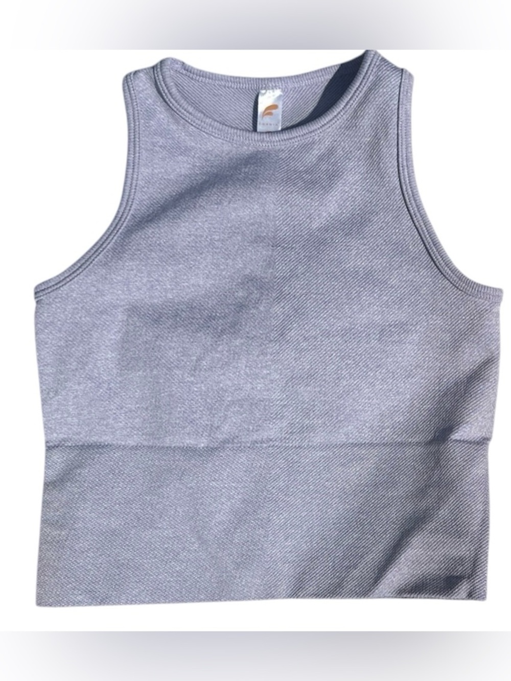Fabletics Women’s S/M Gray Seamless High Neck Cropped Workout Tank NWOT